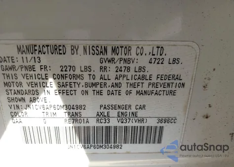 2013 Infiniti G37 Journey из США, поврежденный, VIN JN1CV6AP6DM304982